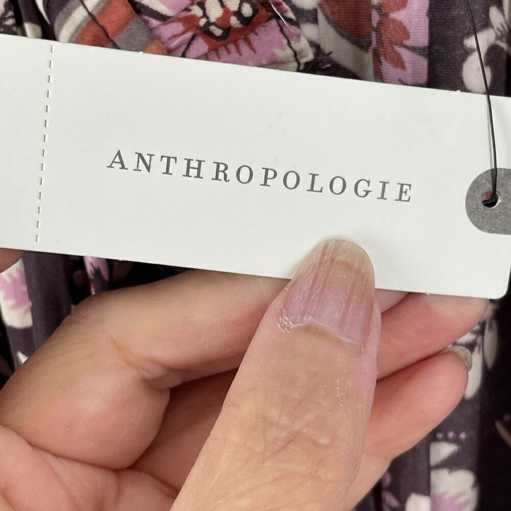 NWT Anthropologie Current Air Alyce Brown Floral Print Pleated Mini Dress XS - Picture 13 of 13